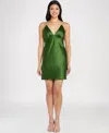Morgan & Company Juniors' Spaghetti Rhinestone Strap Dress In Green