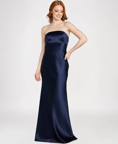 Morgan & Company Juniors' Strapless Rhinestone Ball Gown In Blue