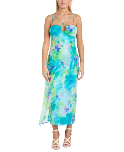 Morgan & Company Juniors' Strappy Keyhole-neck Midi Dress In Blue