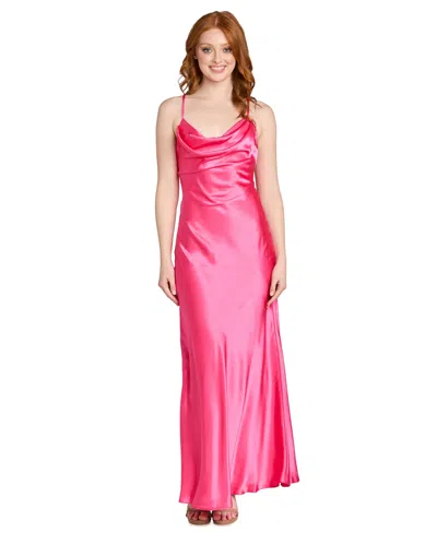 Morgan & Company Juniors' Tie-back Sleeveless Scoop-neck Dress In Pink