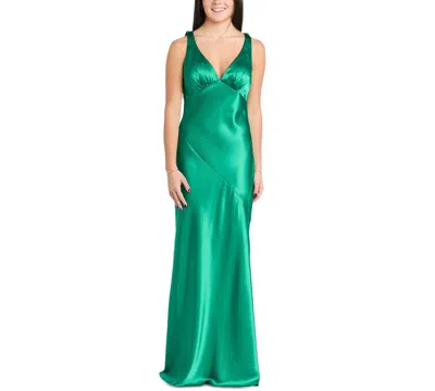 Morgan & Company Women's Cowl-back Charmeuse Gown In Emerald