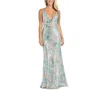 Morgan & Company Juniors' Sequined Cowlneck Gown In Sea Glass