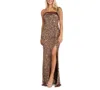 Morgan & Company Women's Sequined Strapless Gown In Mocha