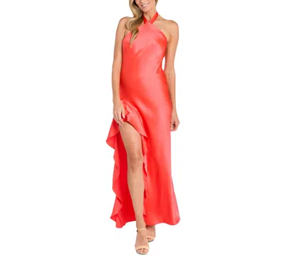 Morgan & Company Women's Strapless High-low Satin Gown In Tangerine