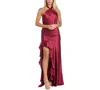 Morgan & Company Women's Strapless High-low Satin Gown In Wine