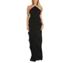 Morgan & Company Women's Tiered Ruffled Chiffon Gown In Black