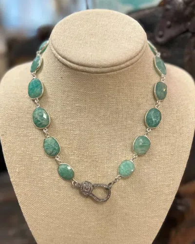 Morgan & Me Women's Bezel Pave Diamond Lobster A4 Necklace In Turquoise In Blue