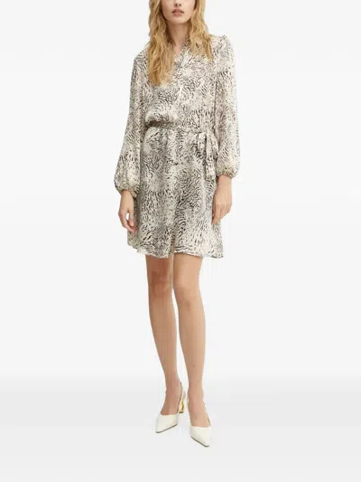 Morgan Animal-print Belted Mini Dress In Neutral