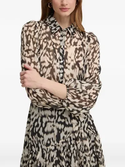 Morgan Animal-print Ruffled Mini Dress In Gray