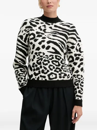 Morgan Animal-print Sweater In Black