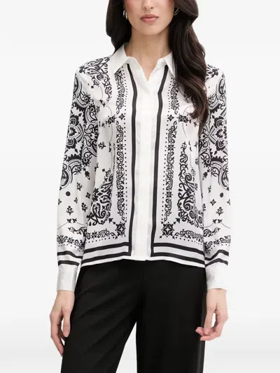 Morgan Baroque-print Button-down Shirt In Weiss