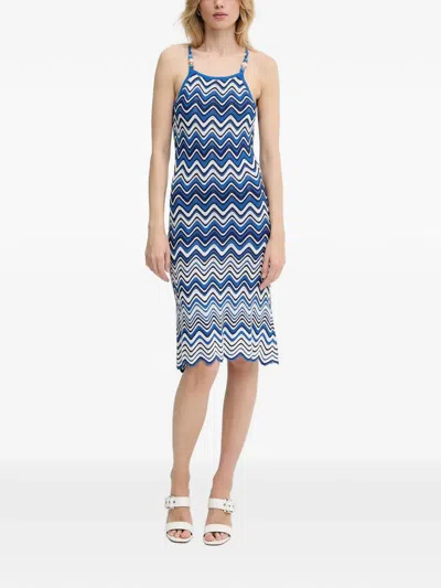 Morgan Beaded-strap Zigzag Midi Dress In Multi