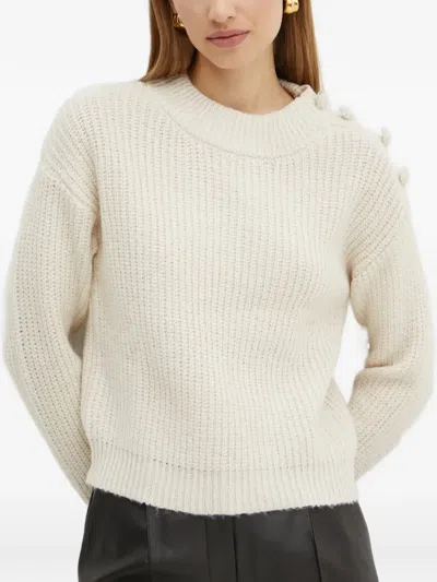 Morgan Bead-embellished Ribbed Sweater In Neutral