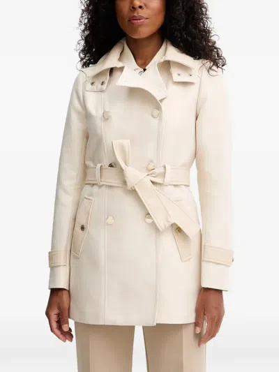 Morgan Belt Double-breasted Coat In Neutral