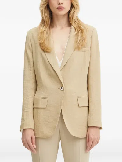 Morgan Belt Single-breasted Blazer In Brown