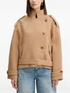 Morgan Belted Button Coat In Brown