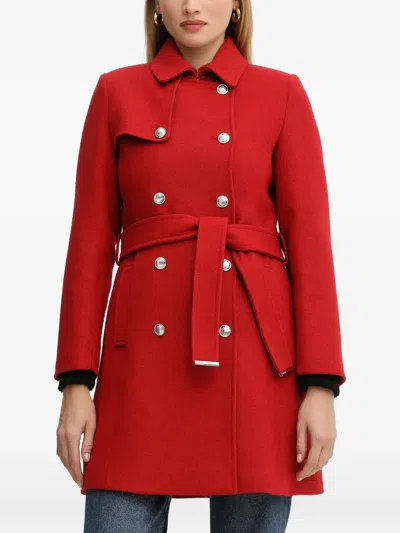 Morgan Belted Double-breasted Coat In Red