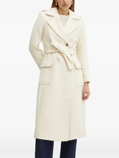 Morgan Belted Double-breasted Coat In Neutral