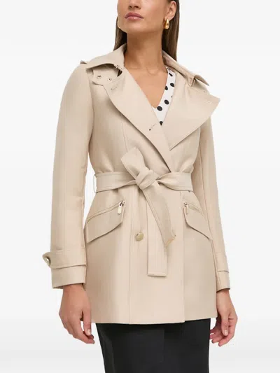 Morgan Belted Hooded Coat In Neutral