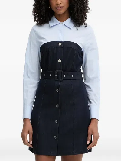 Morgan Belted Layered-effect Mini Dress In Black
