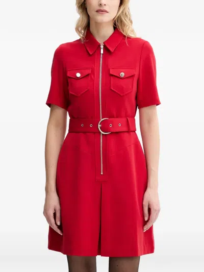 Morgan Belted Mini Dress In Red
