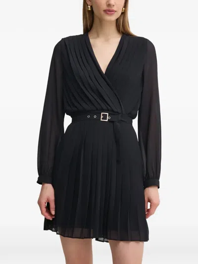 Morgan Belted Pleated Mini Dress In Blue