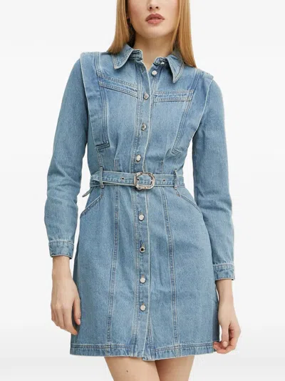 Morgan Belted Shirt Dress In Blue