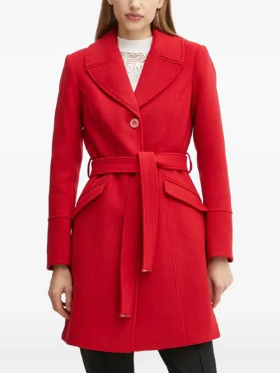 Morgan Belted Single-breasted Coat In Red