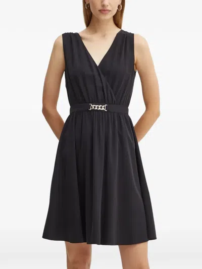 Morgan Belted Wrap-style Mini Dress In Black