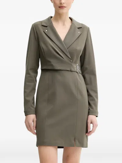 Morgan Belted Wrap-style Mini Dress In Green