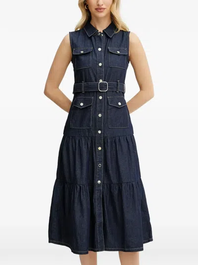 Morgan Belted-waist Tiered Dress In Animal Print