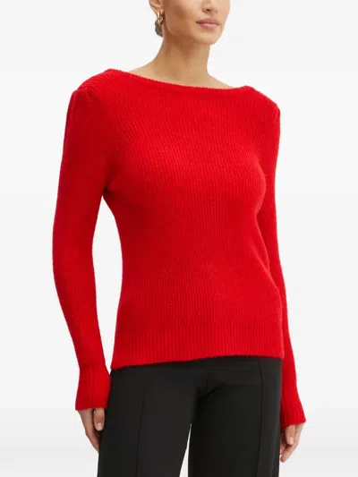 Morgan Boat-neck Sweater In Red