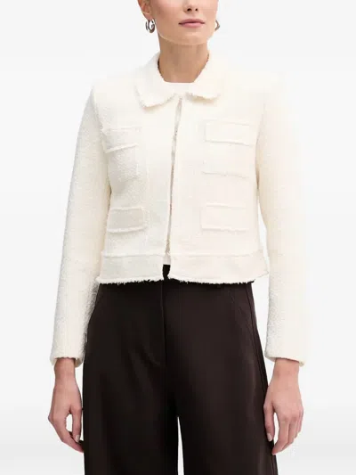 Morgan Bouclé-texture Frayed-edge Jacket In Neutral