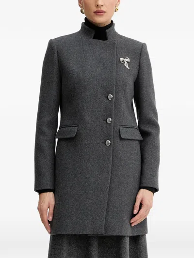 Morgan Bow-embellished Coat In Gray