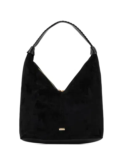 Morgan Braided Handle Tote Bag In Black
