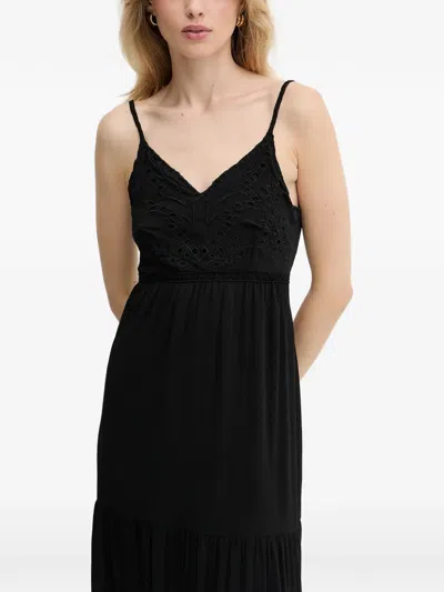 Morgan Broderie-anglaise Tiered Maxi Dress In Black