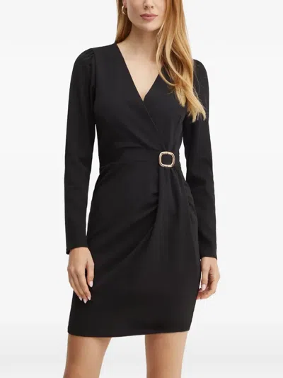 Morgan Buckle Long-sleeved Dress In Black