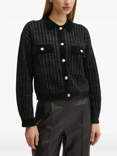 Morgan Button Cardigan In Black