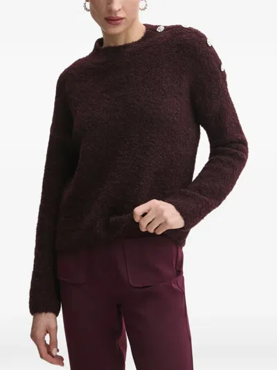 Morgan Button Detail Knit Sweater In Purple
