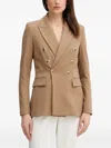 Morgan Button Double-breasted Blazer In Brown