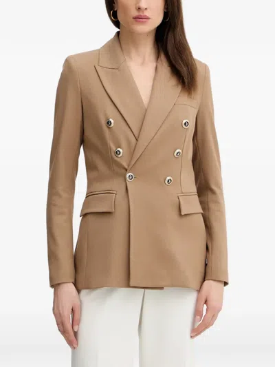 Morgan Button Double-breasted Blazer In Brown