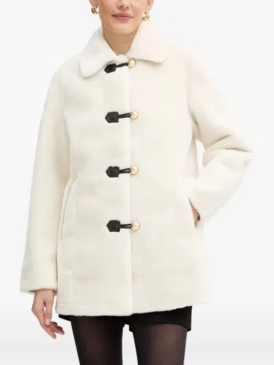 Morgan Button-fastening Faux-fur Coat In White