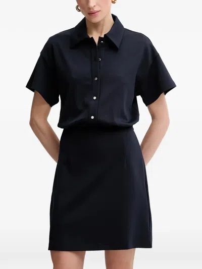 Morgan Button Short-sleeve Mini Dress In Blue