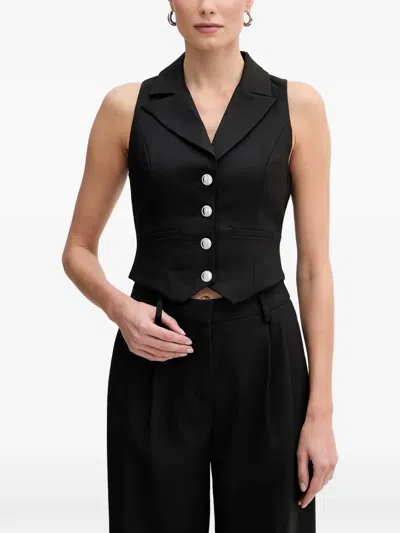 Morgan Button Sleeveless Vest In Purple