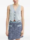 Morgan Button V-neck Top In Blue