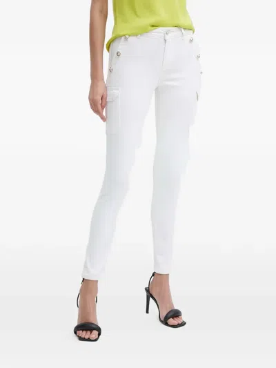 Morgan Button-detail Cargo-pocket Jeans In White
