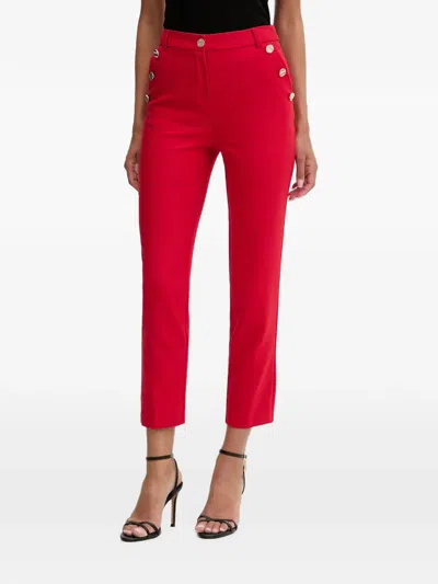 Morgan Button-detail Cropped Trousers In Red