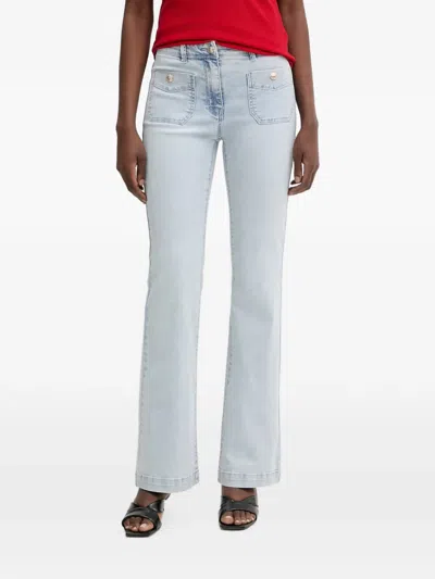 Morgan Button-detail Flared Jeans In Blue