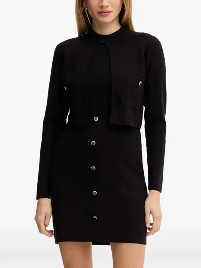 Morgan Button-detail Mini Dress In Black