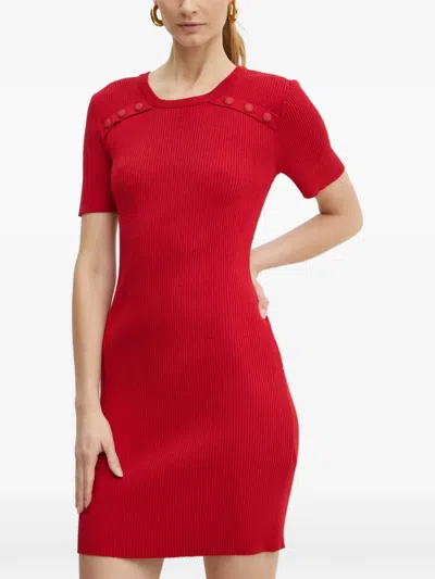 Morgan Button-detail Mini Dress In Red